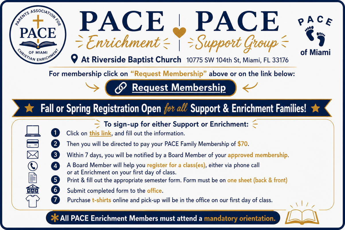PACE homeschool membership registration in Miami